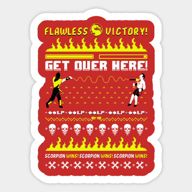 Get Over Here - Ugly Sweater Sticker by RetroPixelWorld